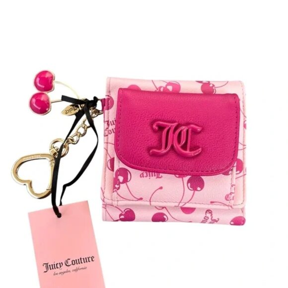 Juicy Couture Pink Cherry on Top Mini Envelope Flap Wallet Light Pink Rasberry - Picture 1 of 3